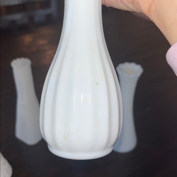 Set of Milk Glass Decorative Vases - Picture 3 of 9